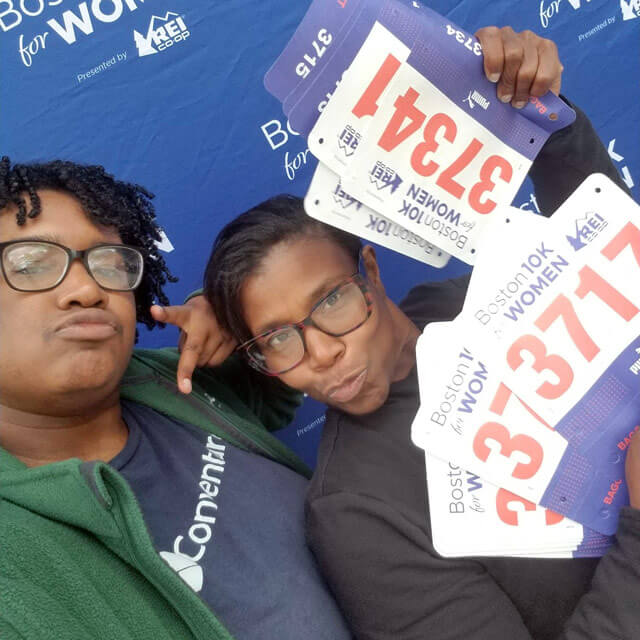 Chandler and friend at the Boston 10K for Women